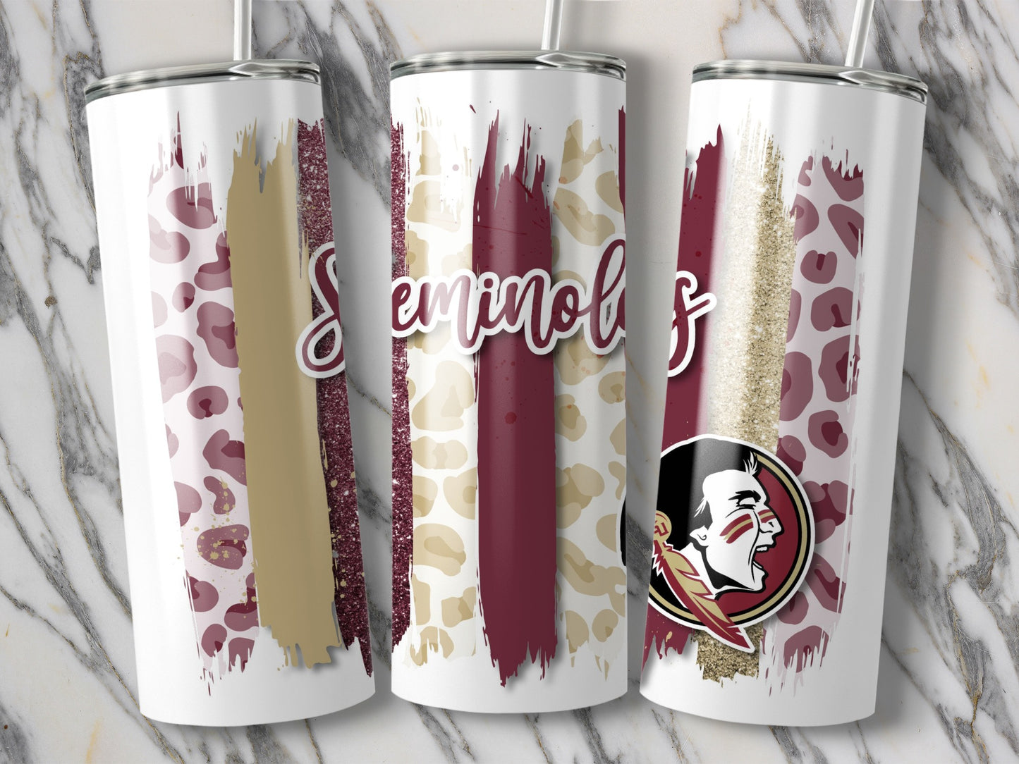 Seminoles On Brush Strokes Design for College Tumblers