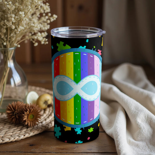 Rainbow Infinity Symbol Puzzle Pieces Design Tumbler