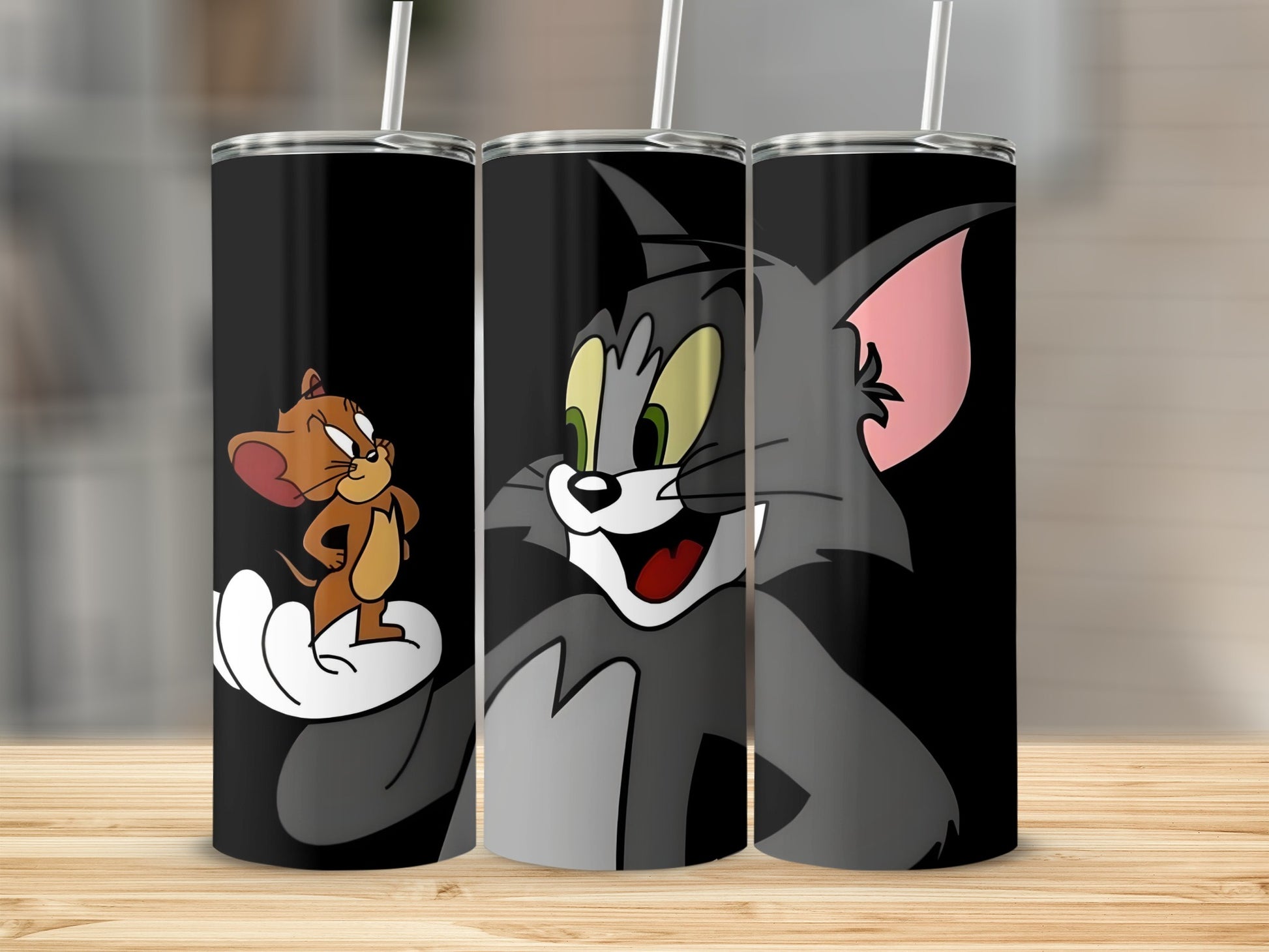 Tom and Jerry Cartoon Illustration Tumbler Cup