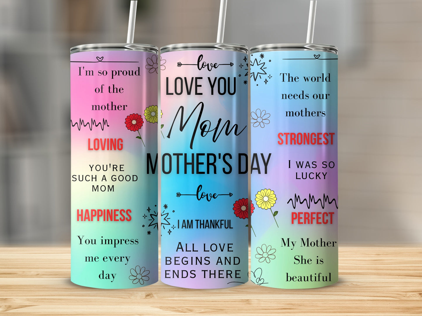 Mother's Day Appreciation Tumbler with Heartfelt Messages