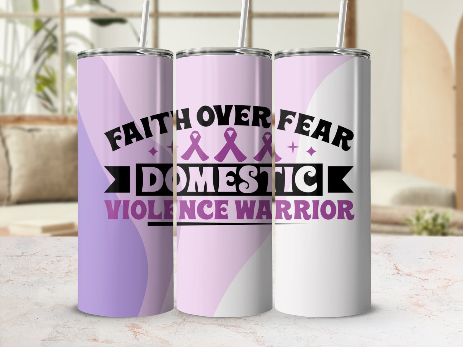 Faith Over Fear Domestic Violence Warrior Tumbler