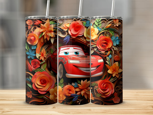 Floral Race Car Design Vibrant Tumbler Product