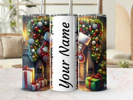 Personalized Christmas Gifts Tumbler with Wreath Design