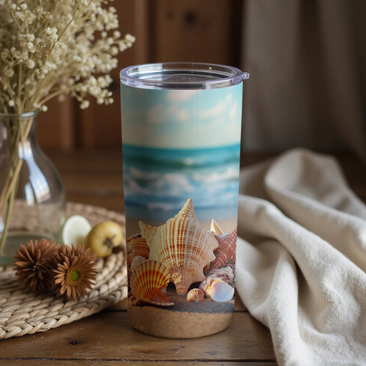 Seashells and Ocean Scene Travel Tumbler