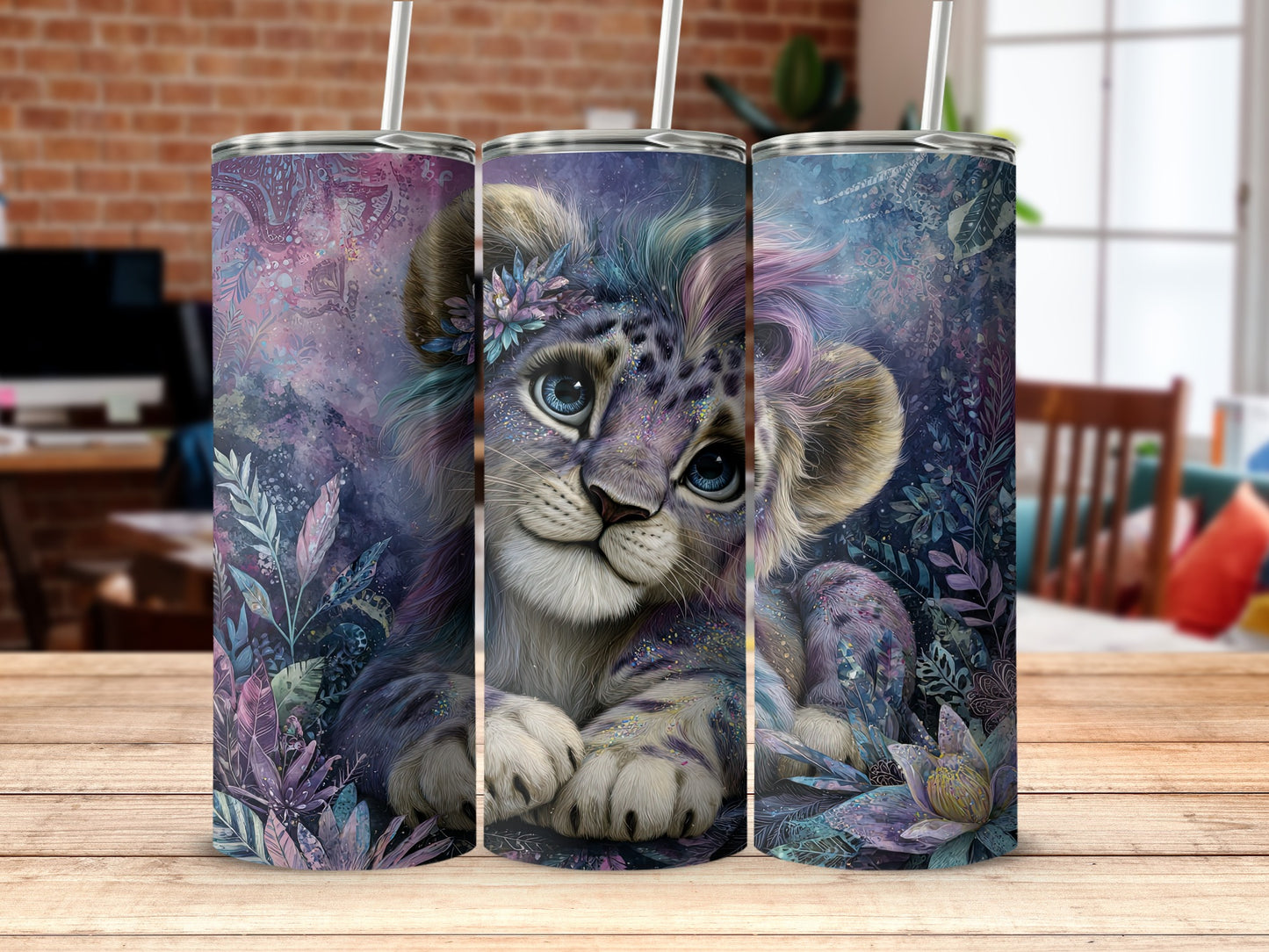 Adorable Lion Cub Fantasy Art Tumbler Product