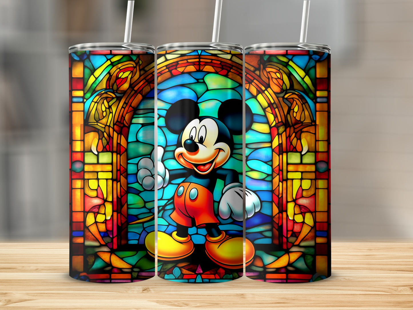 Stained Glass Mickey Mouse Tumbler Colorful Design