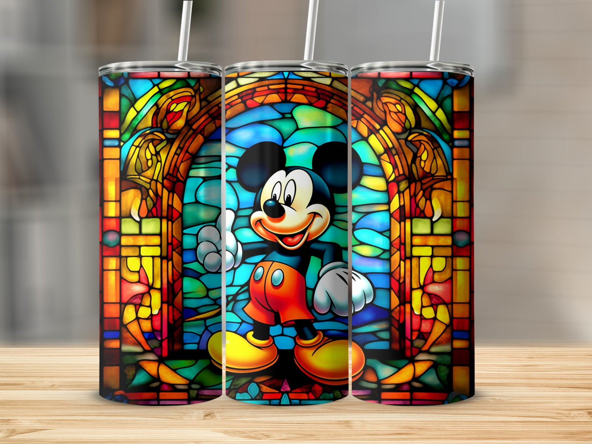 Stained Glass Mickey Mouse Tumbler Colorful Design