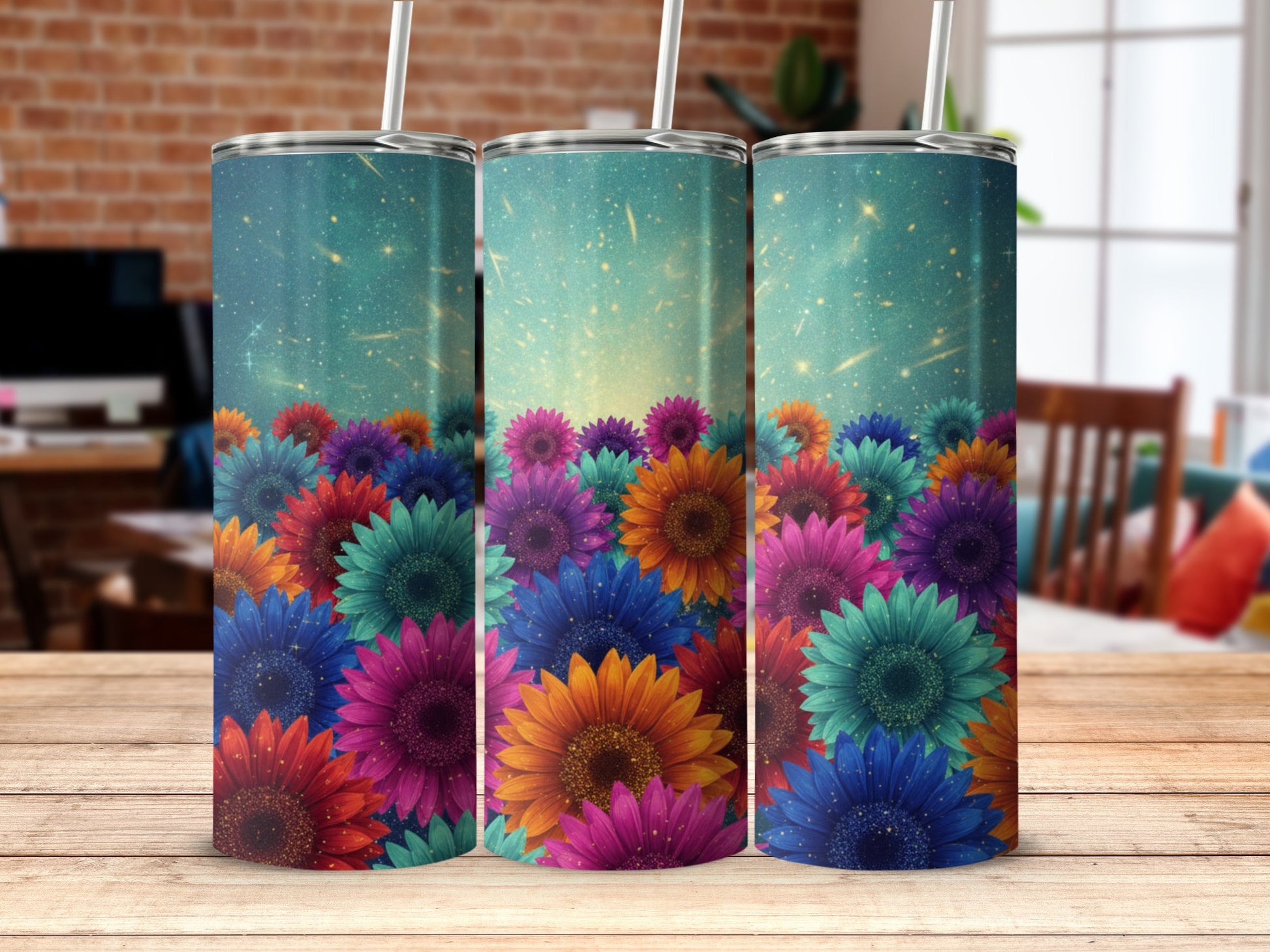 Colorful Flower Design Insulated Tumblers Travel Cup