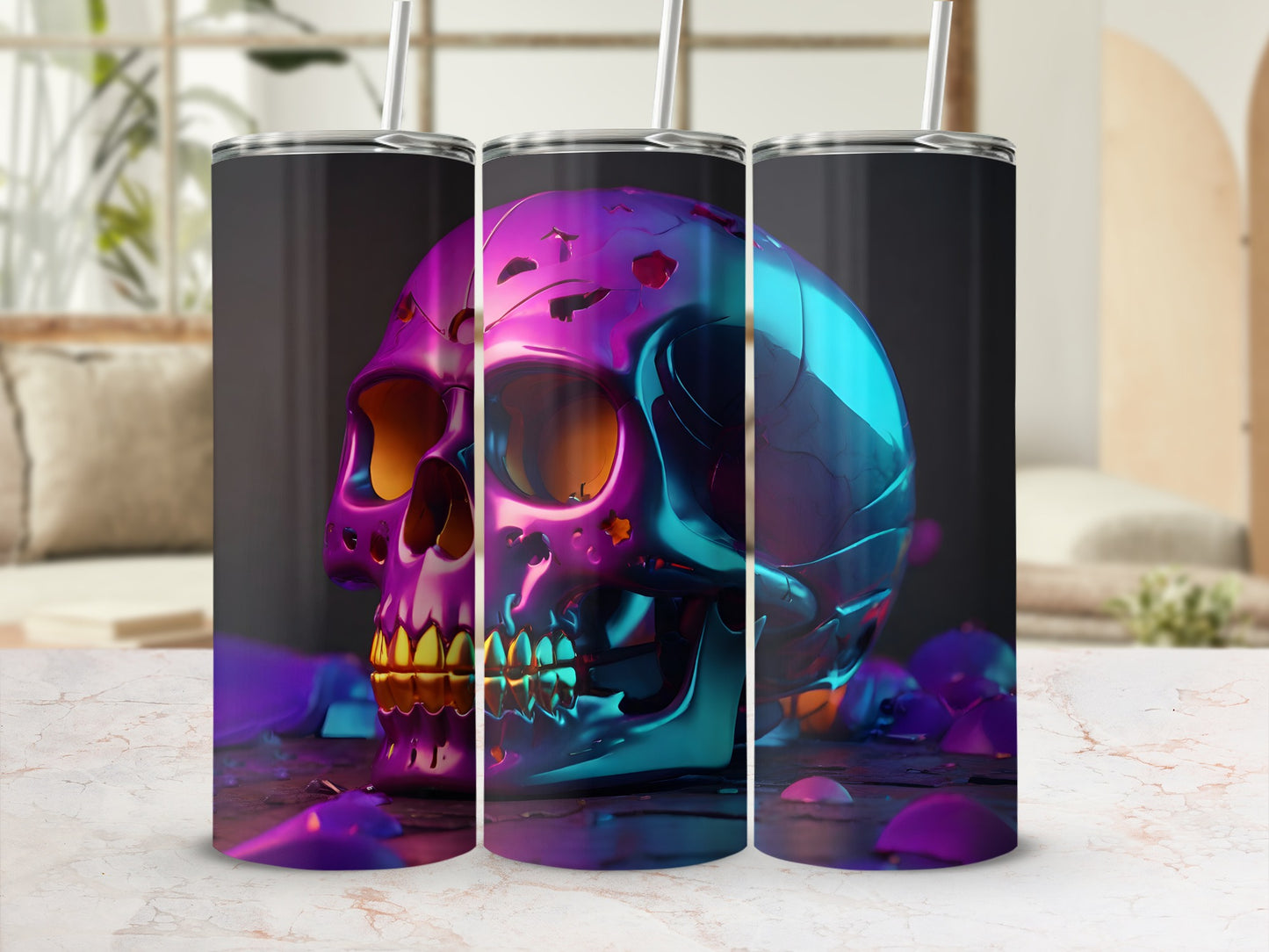 Iridescent Purple Blue Skull Artwork Tumbler product type