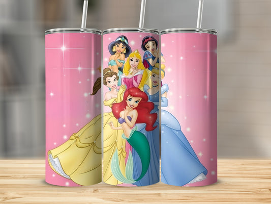 Princesses Pink Sparkle Tumbler for Kids Beverage Holder