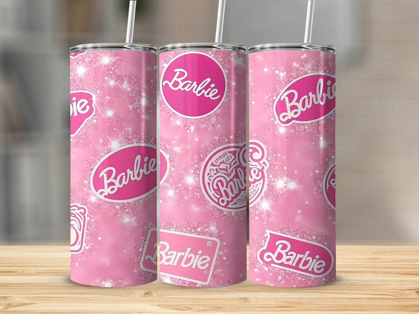 Pink Sparkle Barbie Themed Tumbler Cup Trendy Design