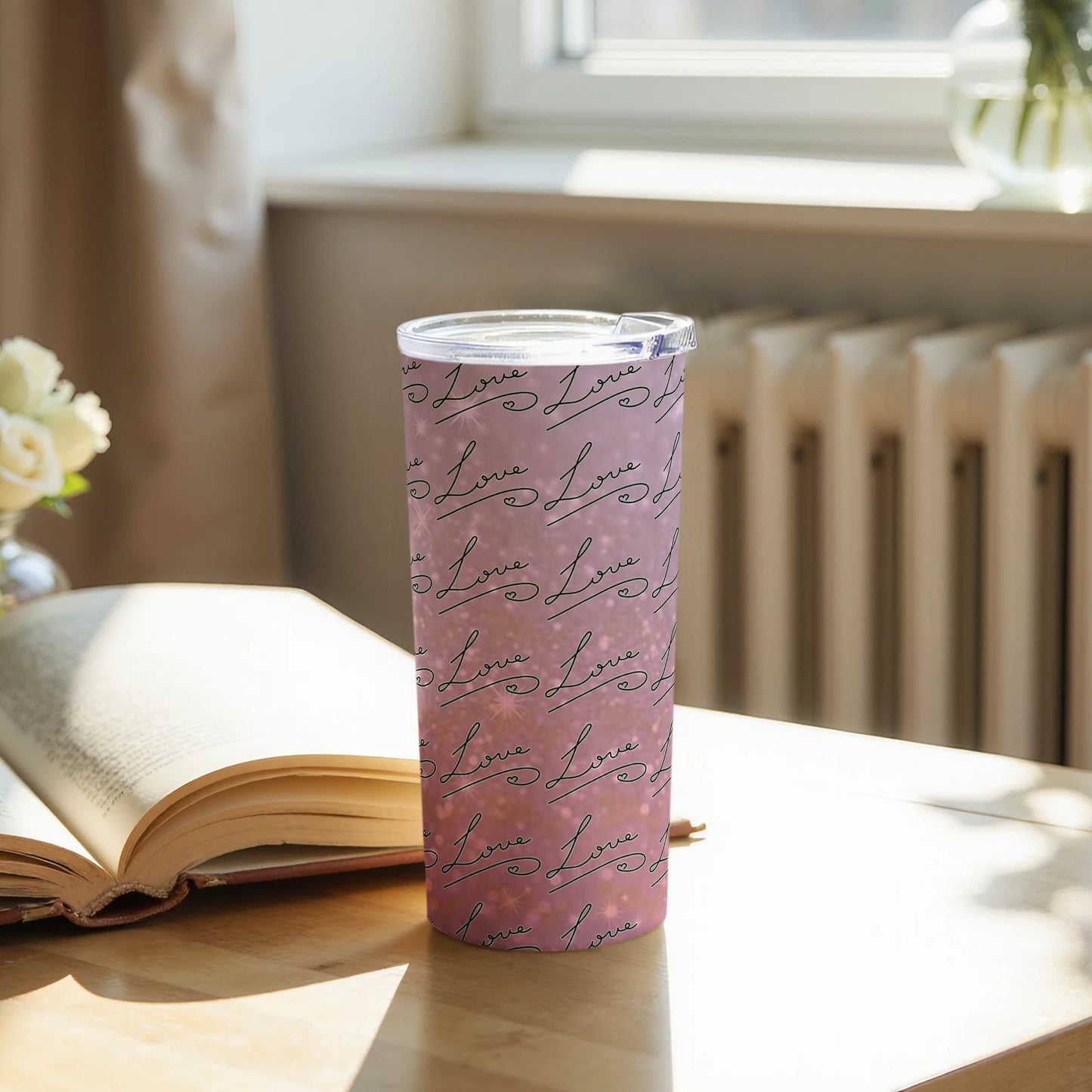 Stylish Pink Love Inscribed Insulated Tumbler