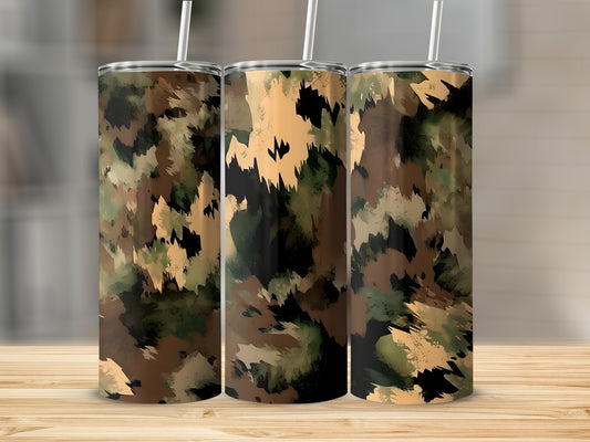 Camouflage Design Tumbler with Lid and Straw 20 Oz