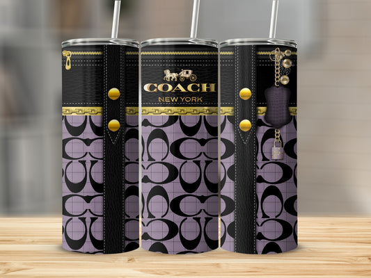 Stylish Coach New York Branded Tumbler Cup with Straw