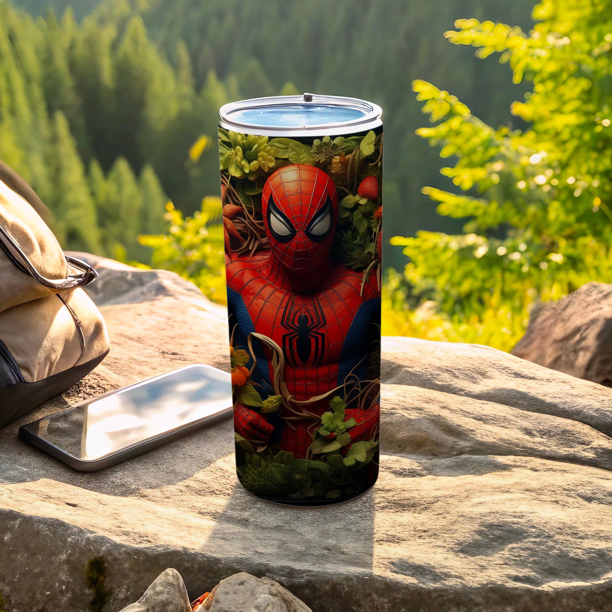 Spider-Man themed tumbler for outdoor adventures