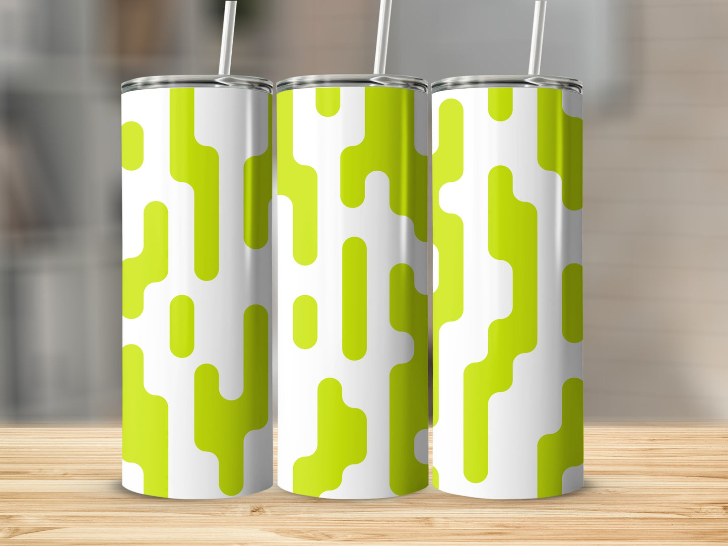 Modern Green and White Abstract Design Tumbler