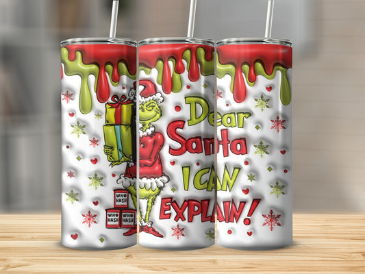Dear Santa I Can Explain Christmas-themed tumbler