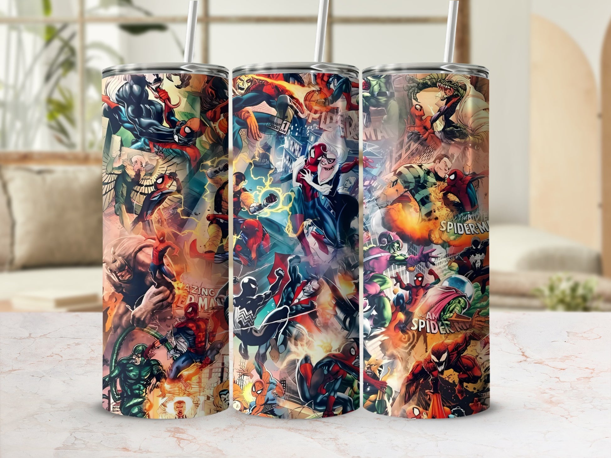 Colorful Marvel Comics Characters Tumbler Cup Set