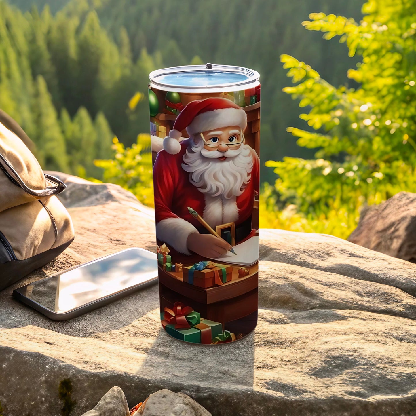 Santa Claus Writing Gifts Design Tumbler Cup