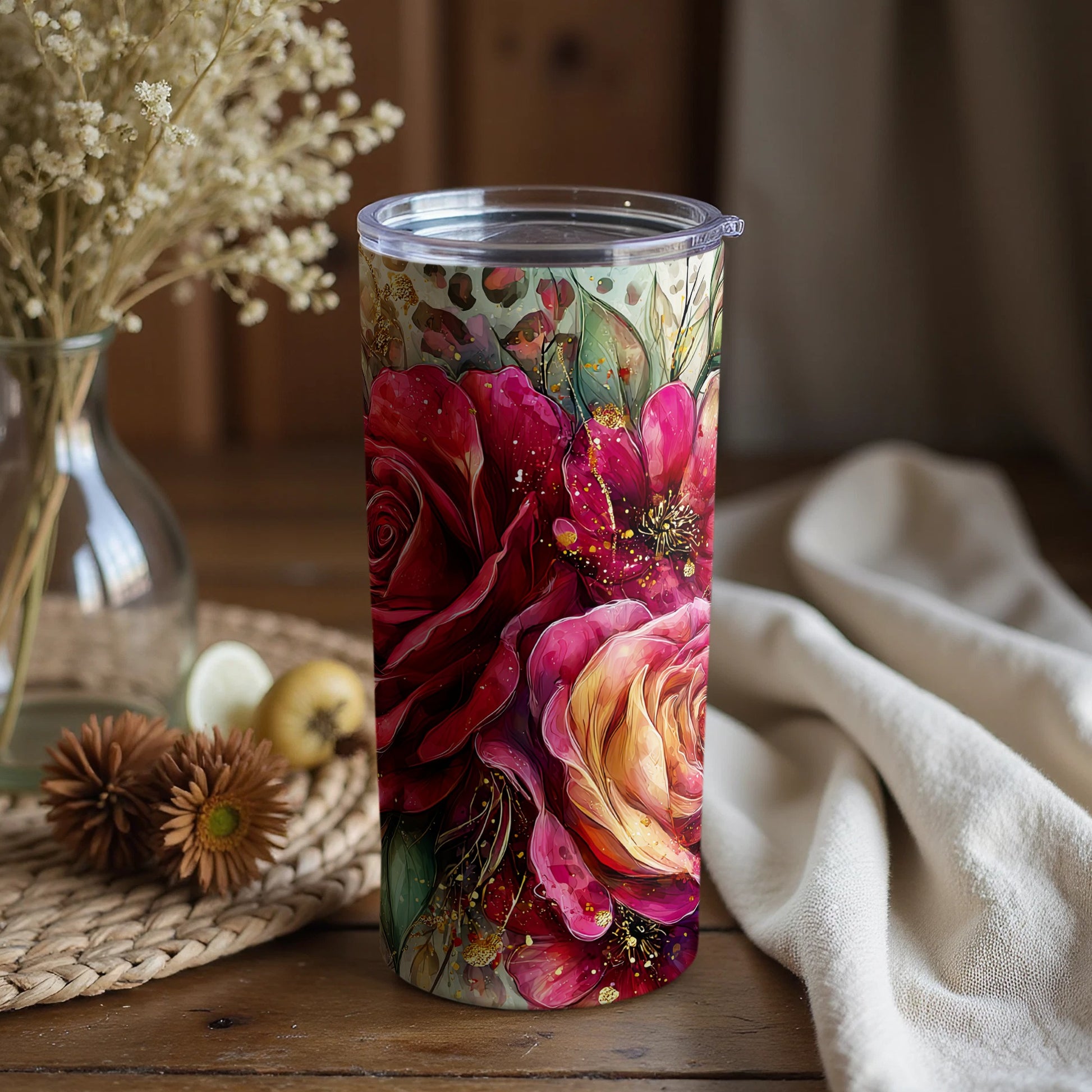 Elegant Floral Art Tumbler for Stylish Hydration