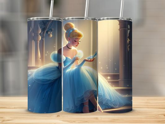 Elegant Princess Holding Glass Slipper Tumbler Cup