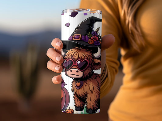 Cute Halloween Highland Cow Witch Tumbler Product