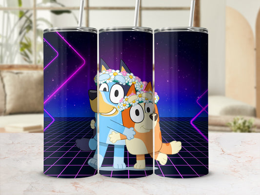 Retro Neon Cartoon Character Art Tumbler Kids Product