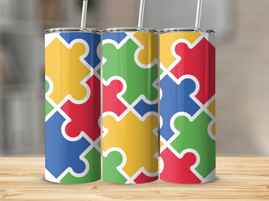 Colorful Puzzle Design Tall Insulated Tumbler