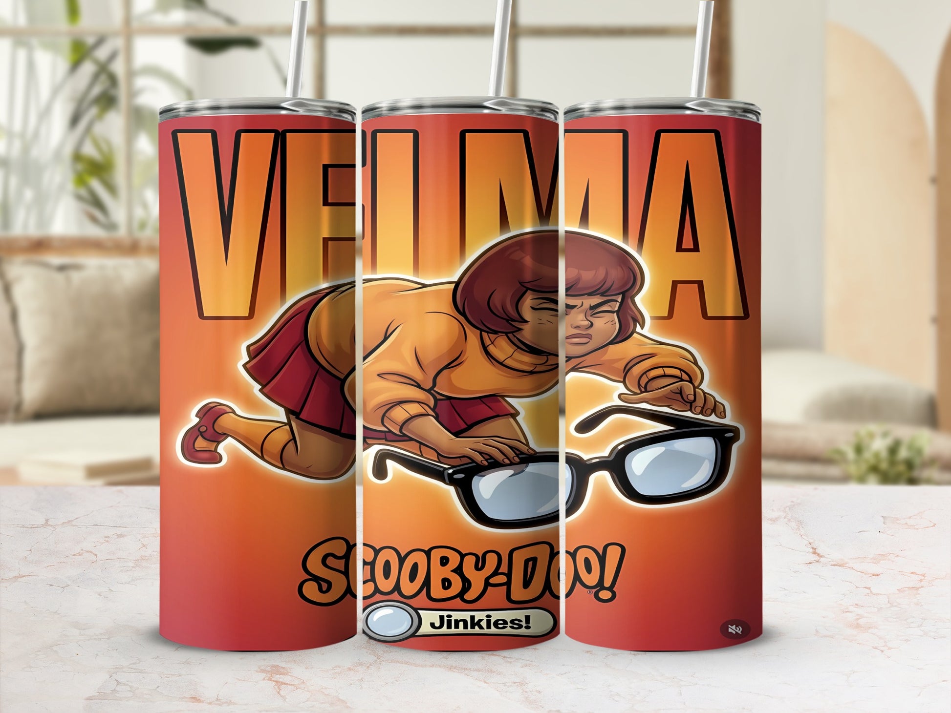 Velma from Scooby-Doo! holding glasses with "Jinkies!" text.