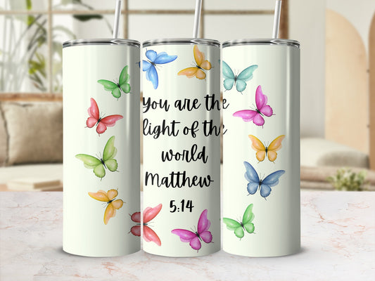 Inspirational Butterfly Design Insulated Tumbler Cup
