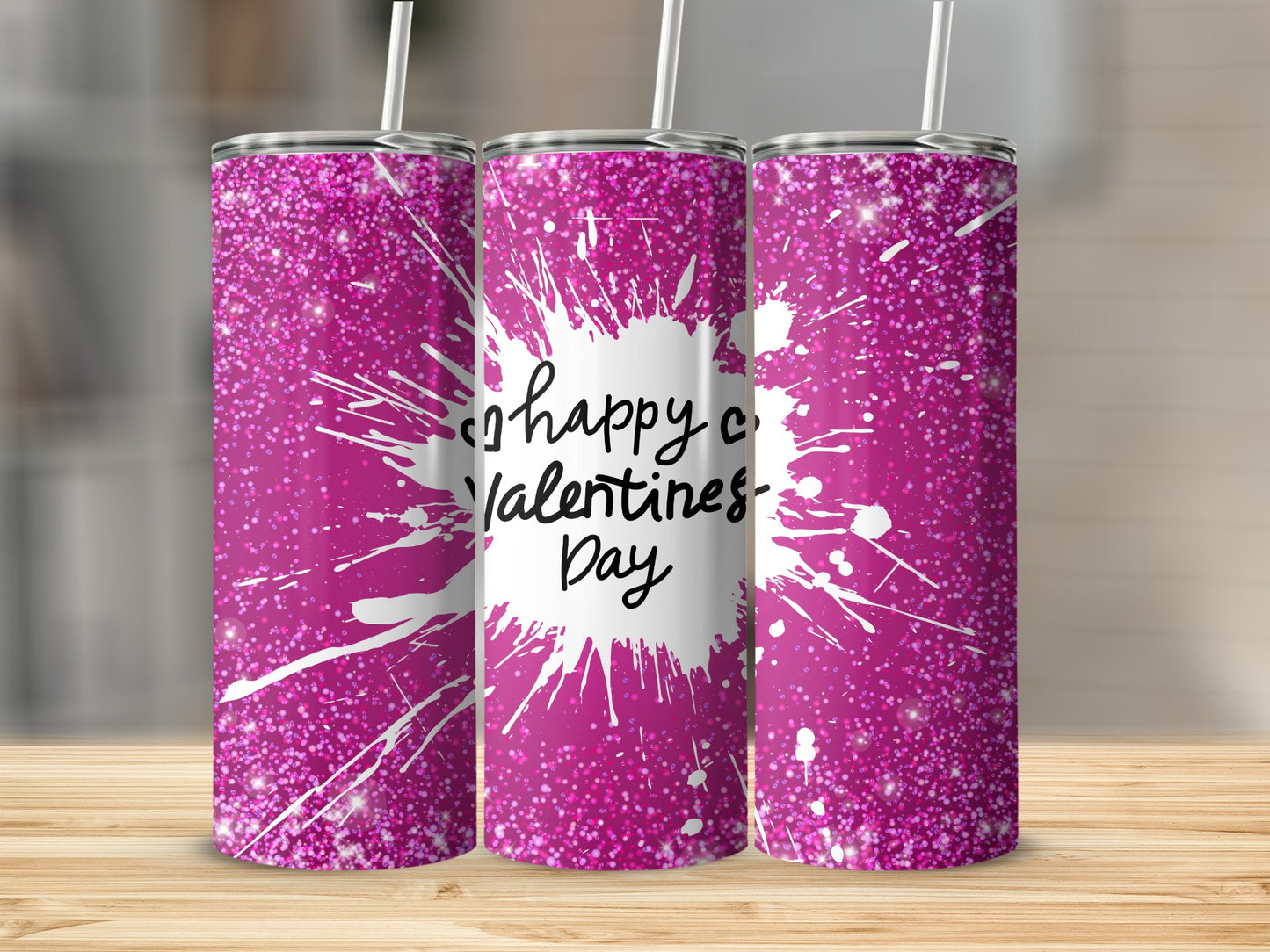 Sparkling Happy Valentine's Day Tumbler Design