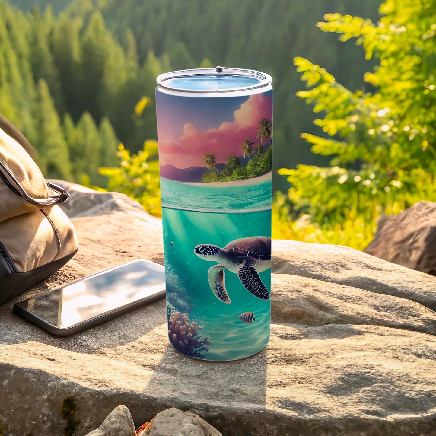 Sea turtle ocean island scene tumbler product type