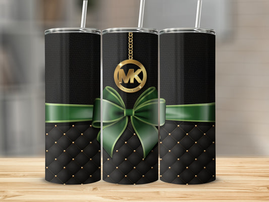 Stylish Green Bow and Gold Accent Tumbler Cup