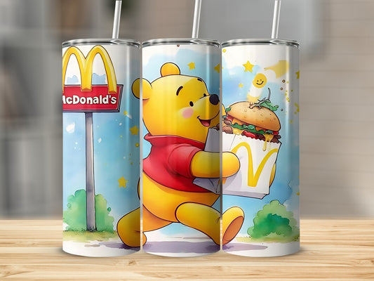 Cartoon Winnie the Pooh with McDonald's Food Tumblers