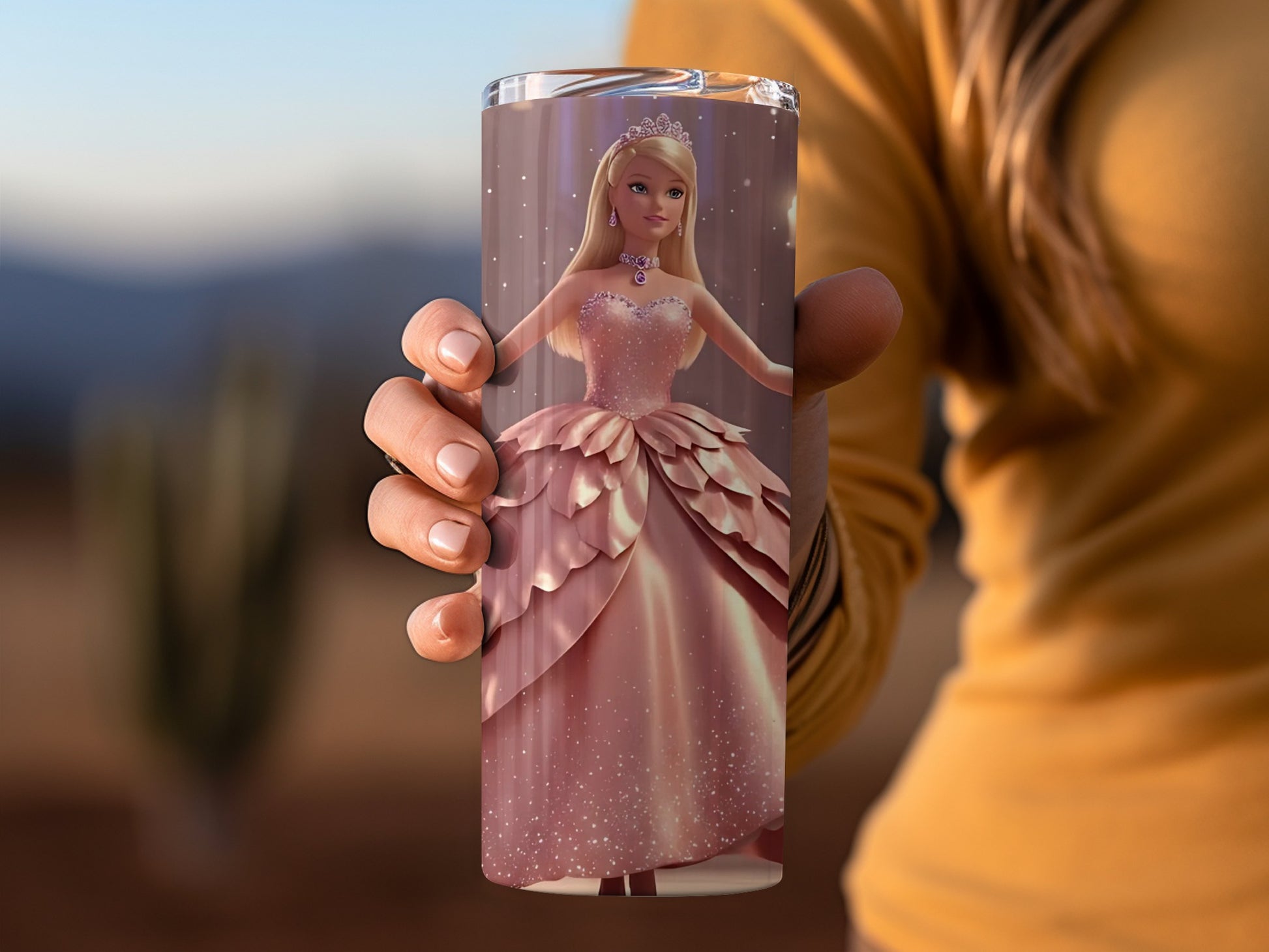Princess in Pink Dress Glittery Design Tumbler