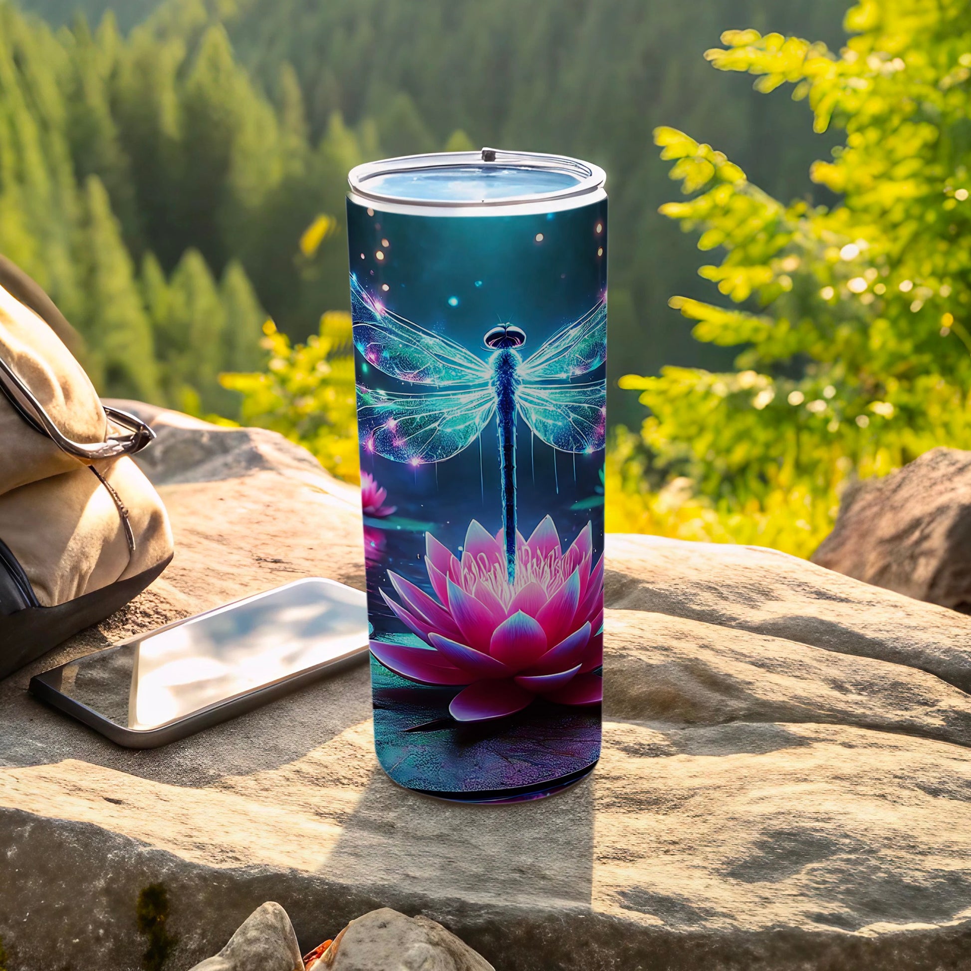 Sparkly Dragonfly Lotus Blossom Tumbler product type