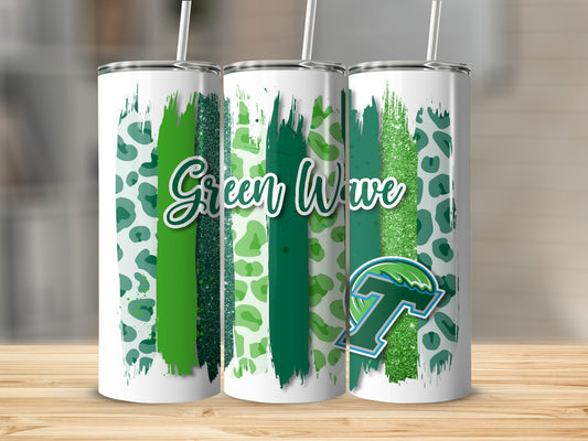 Green Wave Green Stripes T Emblem Design Tumblers