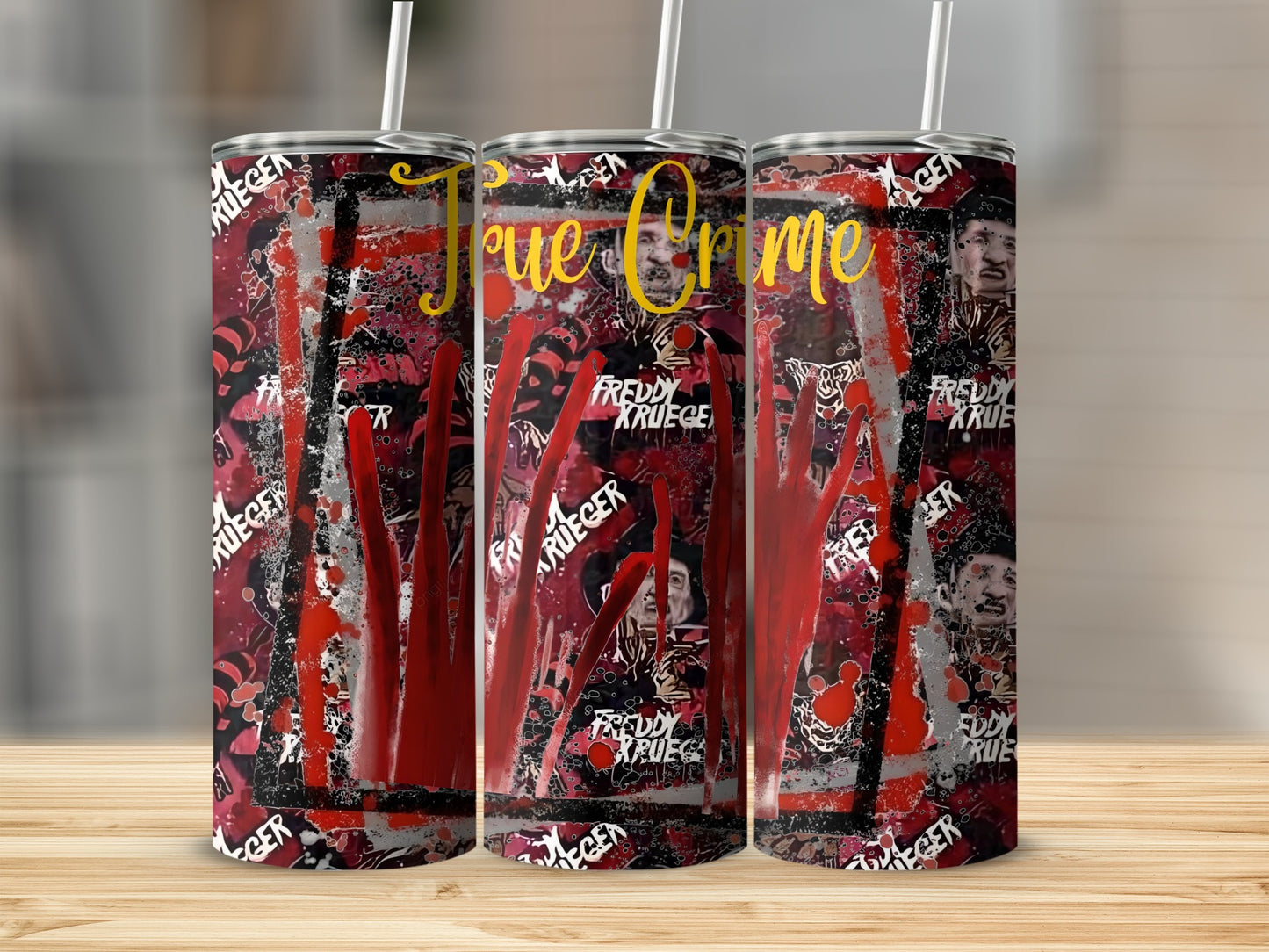 True Crime Freddy Krueger Design Tumbler Product