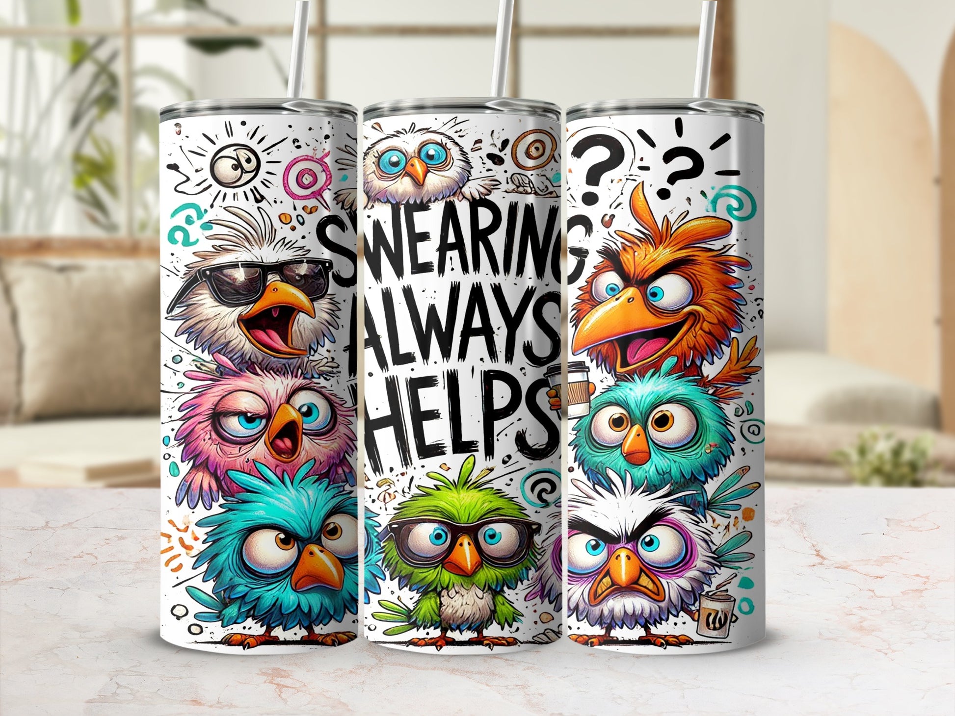 Swearing Always Helps Humorous Bird Tumbler