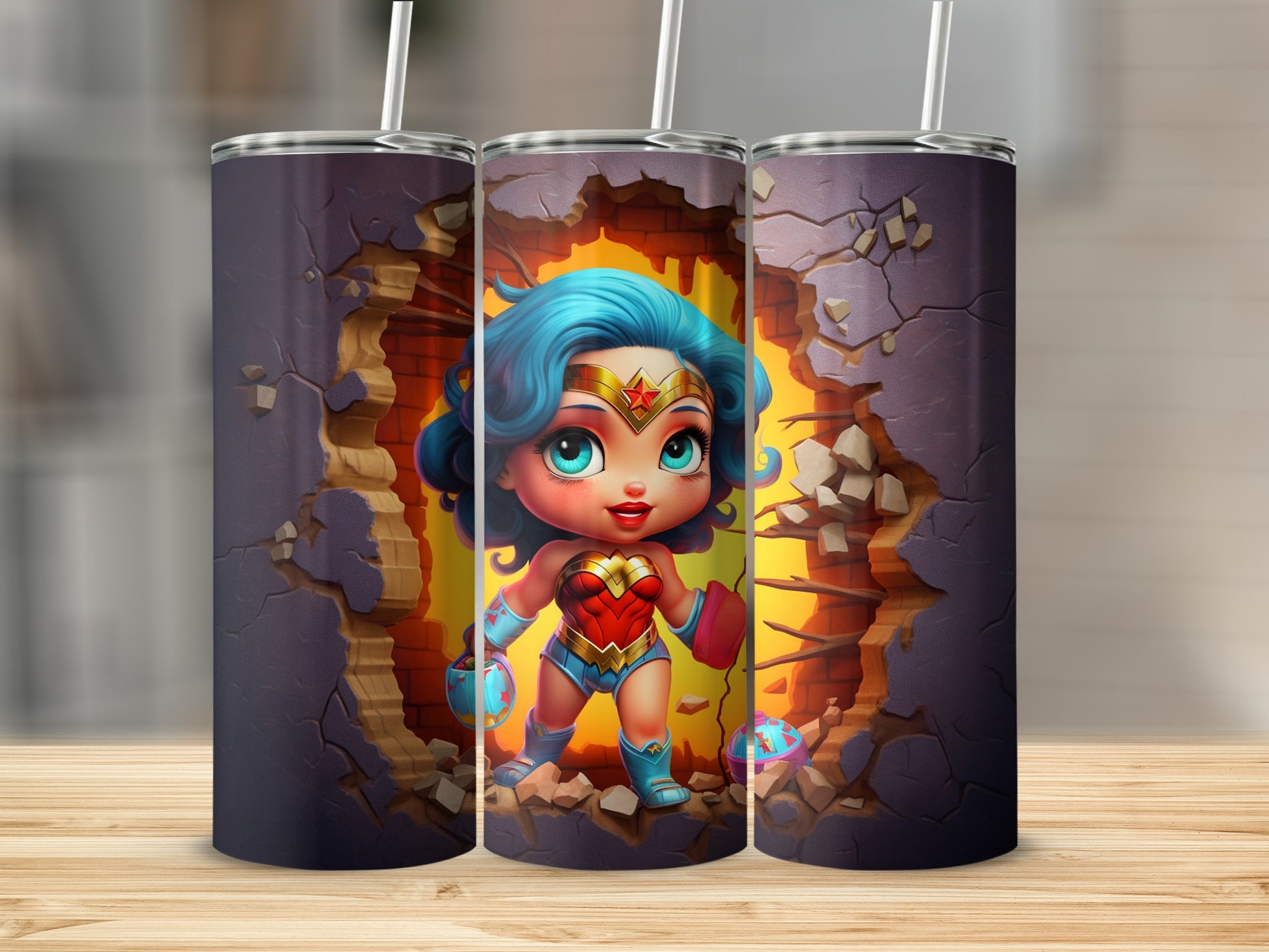 Superhero Girl Breaking Wall Tumbler for Kids