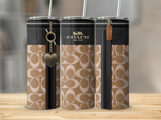 Stylish Coach Designer Tumbler with Heart Keychain Accessory