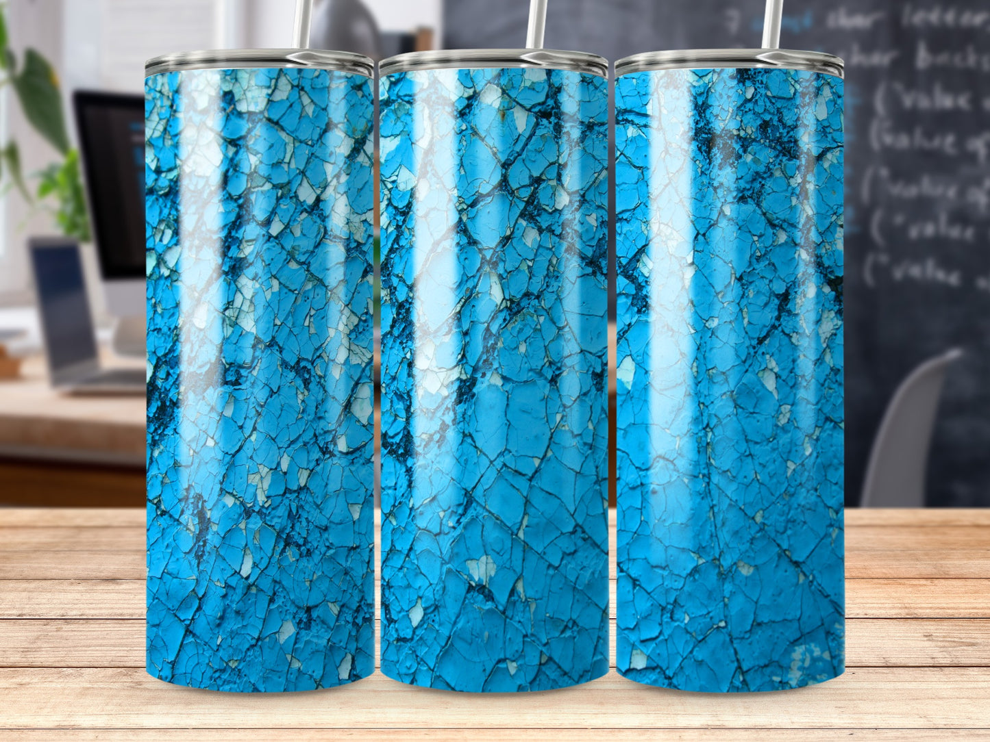 Blue With Fractures Fine Lines Tumblers