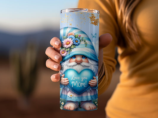 Cute Gnome Design Love You Mom Insulated Tumbler