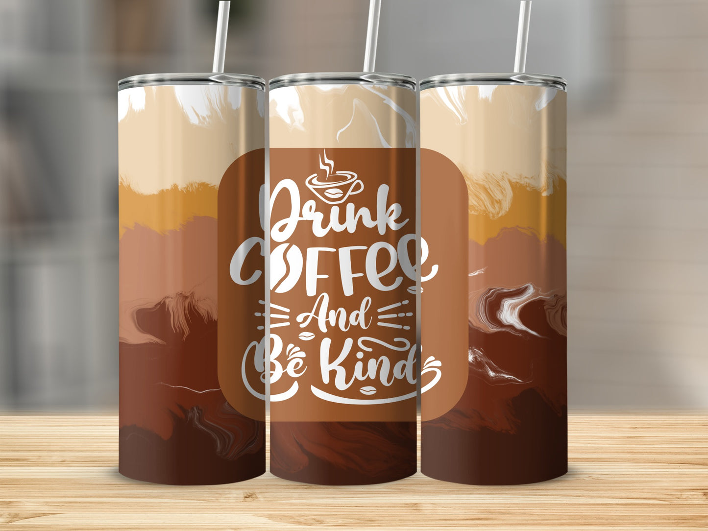 Drink Coffee and Be Kind Quote Travel Tumbler Cup