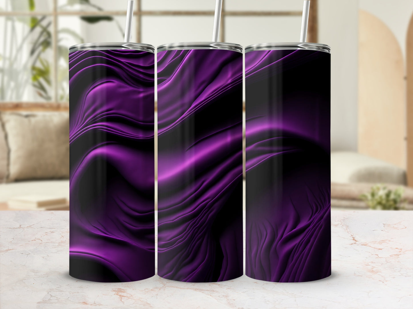 Vibrant Purple Black Abstract Wavy Design Tumbler product type