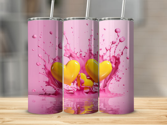 Pink Hearts Splash Design Tumbler