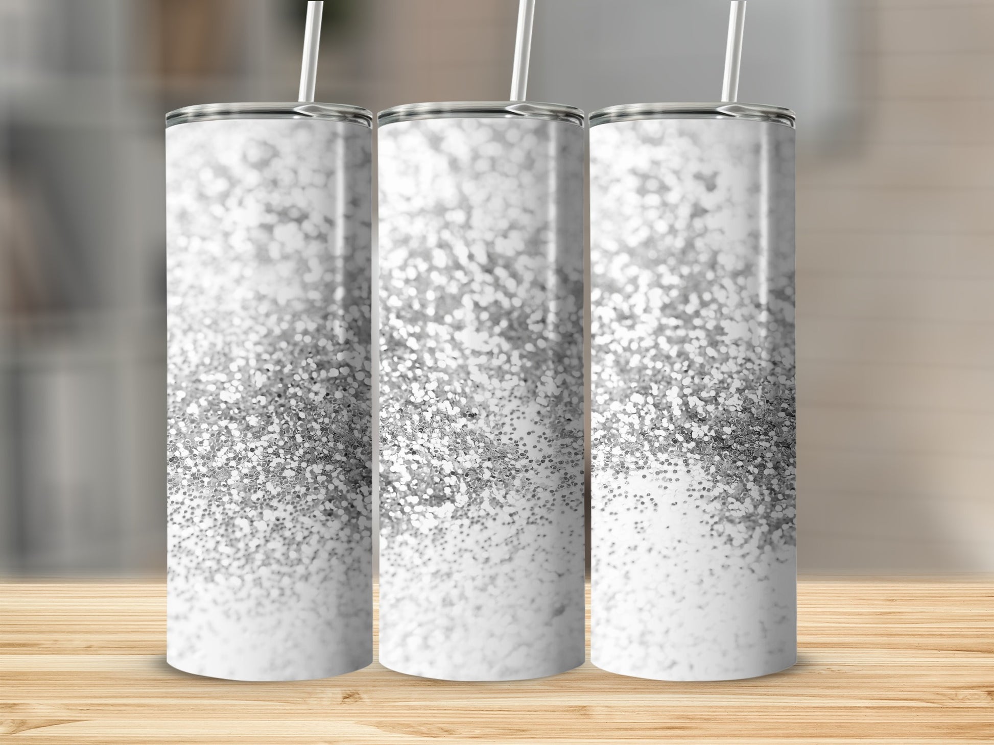 Stylish Glitter Tumbler with Shiny Silver Sparkles