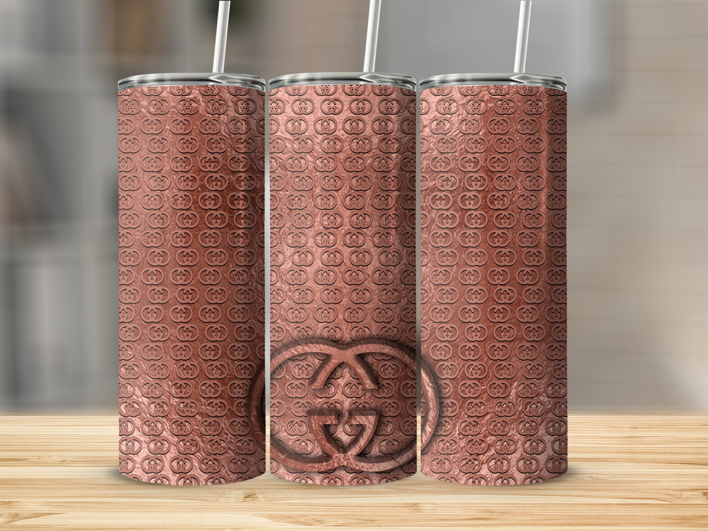 Embossed Pumpkin Pattern Insulated Tumbler with Straw
