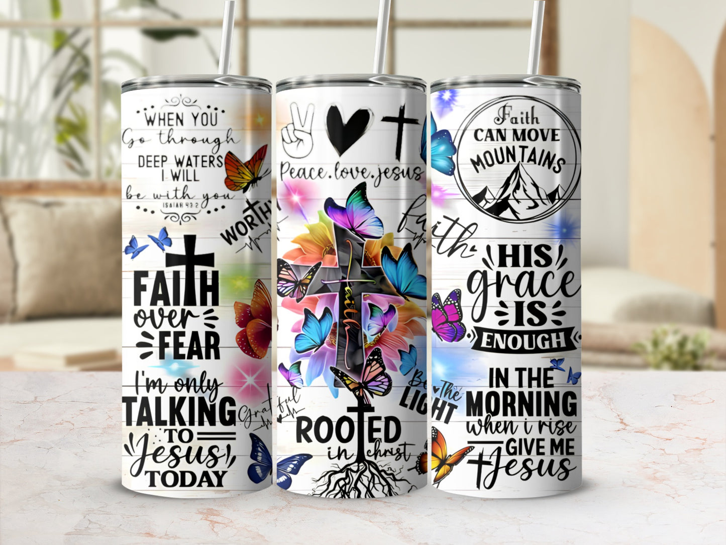 Christian Faith Inspired Tumblers with Bible Quotes