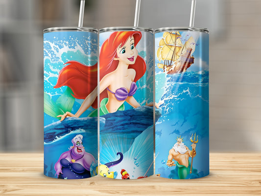 Vibrant Underwater Fantasy Scene Tumbler with Straw